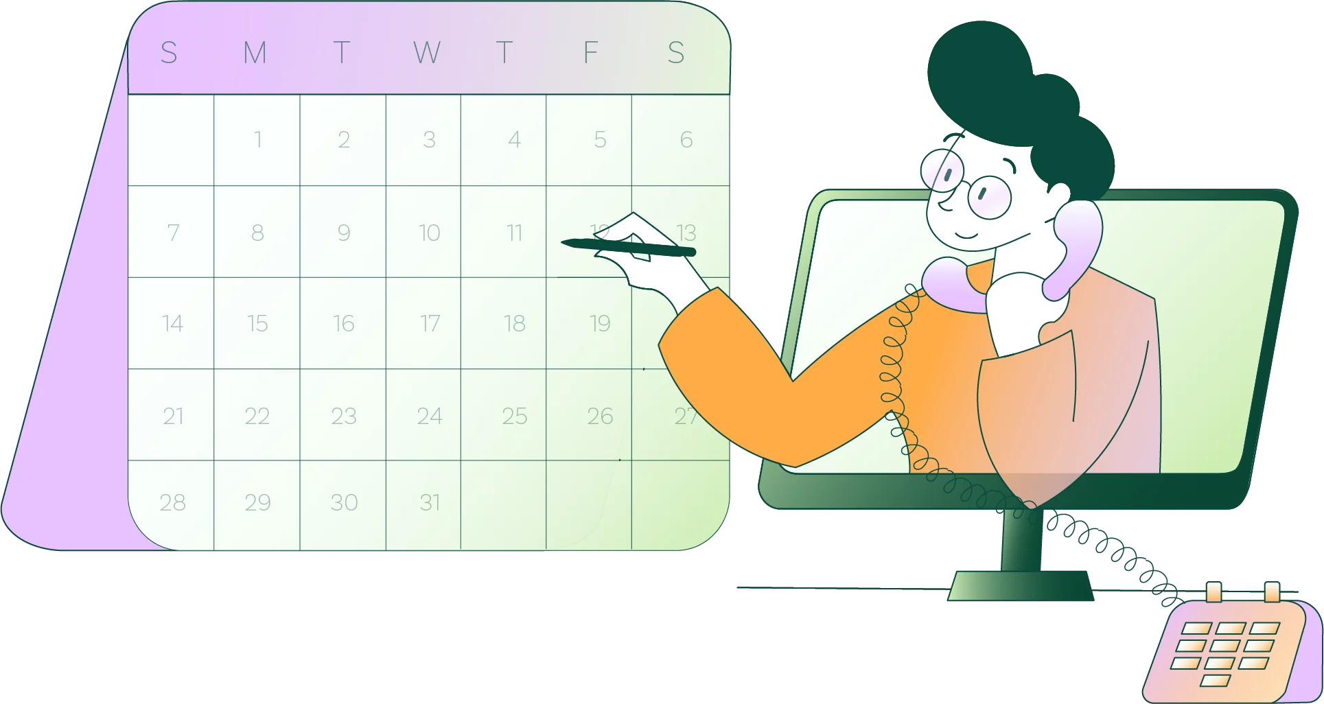 Freundliche KI-Rezeptionistin beantwortet Anrufe